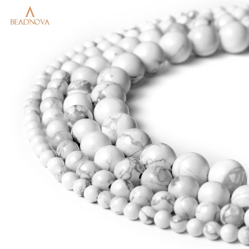 BEADNOVA 10mm Natural White Howlite Gemstone Round Loose Beads for Jewelry Making (36-38pcs) - Image 5